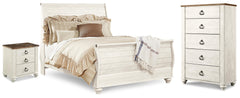 Best Deals Furniture - Ashley Furniture - Willowton Queen Sleigh Bed, Chest and Nightstand - Queen Sleigh Bed, Chest and Nightstand - B267B77