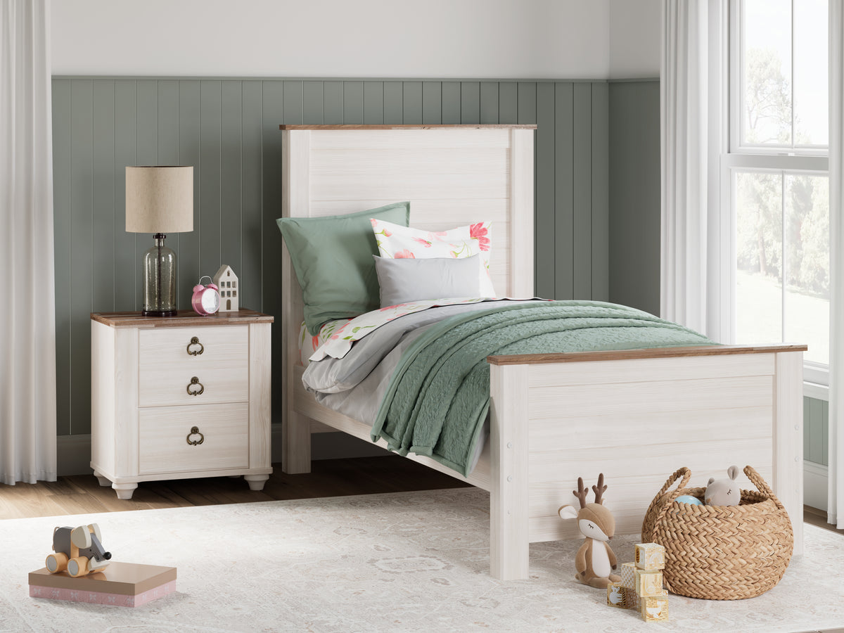Best Deals Furniture - Ashley Furniture - Willowton Twin Panel Bed - Twin Panel Bed / Whitewash - B267B15