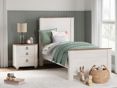 Best Deals Furniture - Ashley Furniture - Willowton Twin Panel Bed - Twin Panel Bed / Whitewash - B267B15