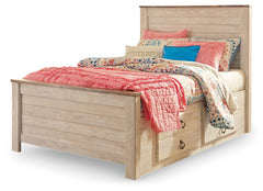 Willowton Full Panel Bed with Storage, Dresser and Mirror