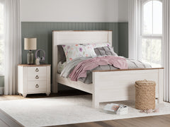 Best Deals Furniture - Ashley Furniture - Willowton Full Panel Bed - Full Panel Bed / Whitewash - B267B17