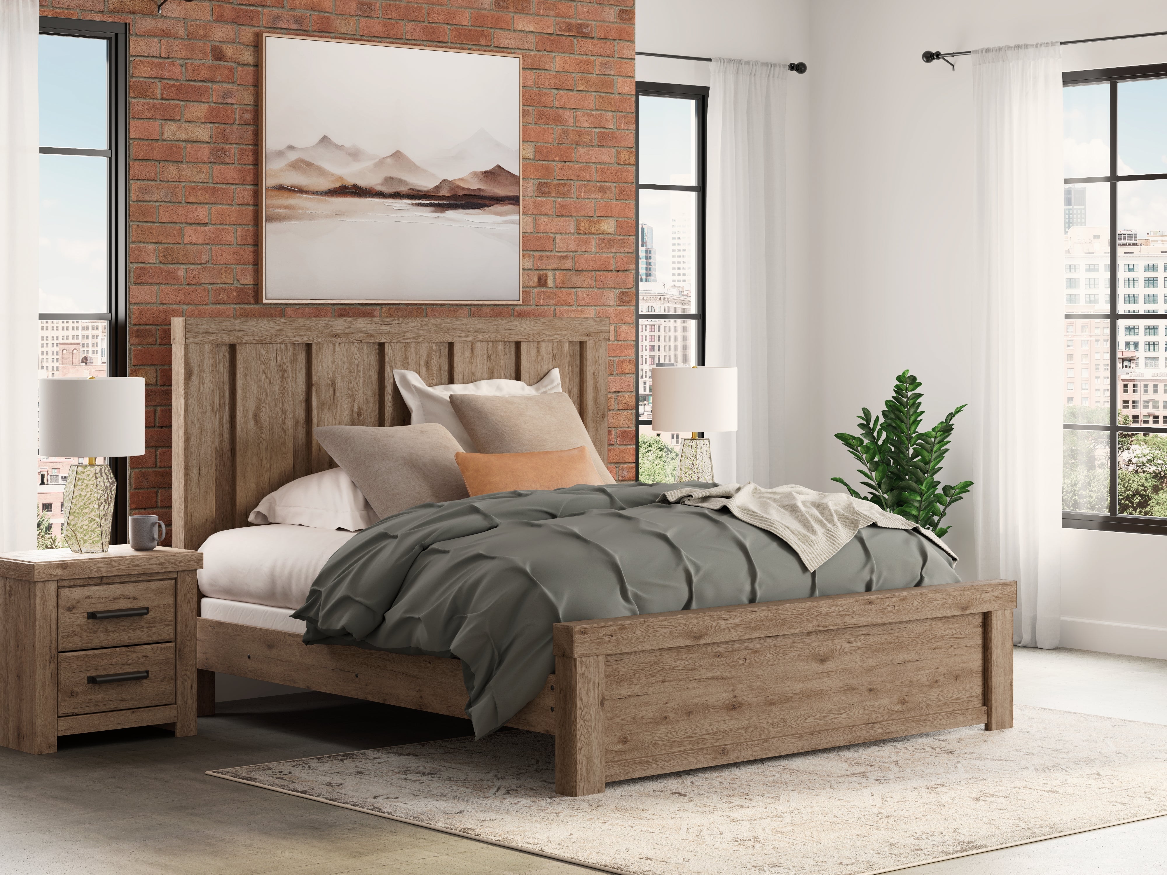 Best Deals Furniture - Ashley Furniture - Oliandon King Panel Bed - King Panel Bed - PCB2844B6