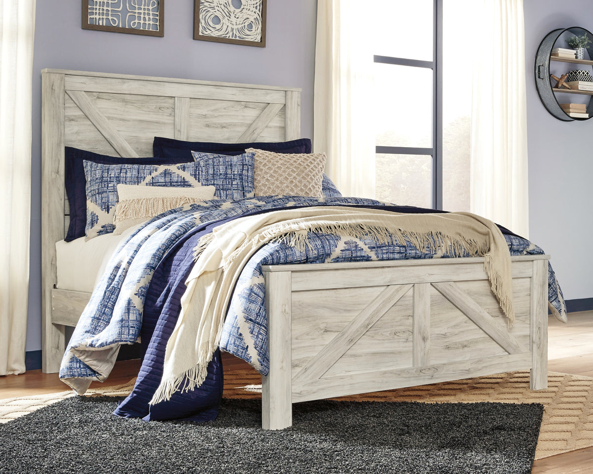 Best Deals Furniture - Ashley Furniture - Bellaby Queen Crossbuck Panel Bed - Queen Crossbuck Panel Bed / Whitewash - B331B6
