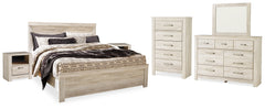 Best Deals Furniture - Ashley Furniture - Bellaby King Panel Bed, Dresser, Mirror, Chest and 2 Nightstands - King Panel Bed, Dresser, Mirror, Chest and 2 Nightstands / Whitewash - B331B17