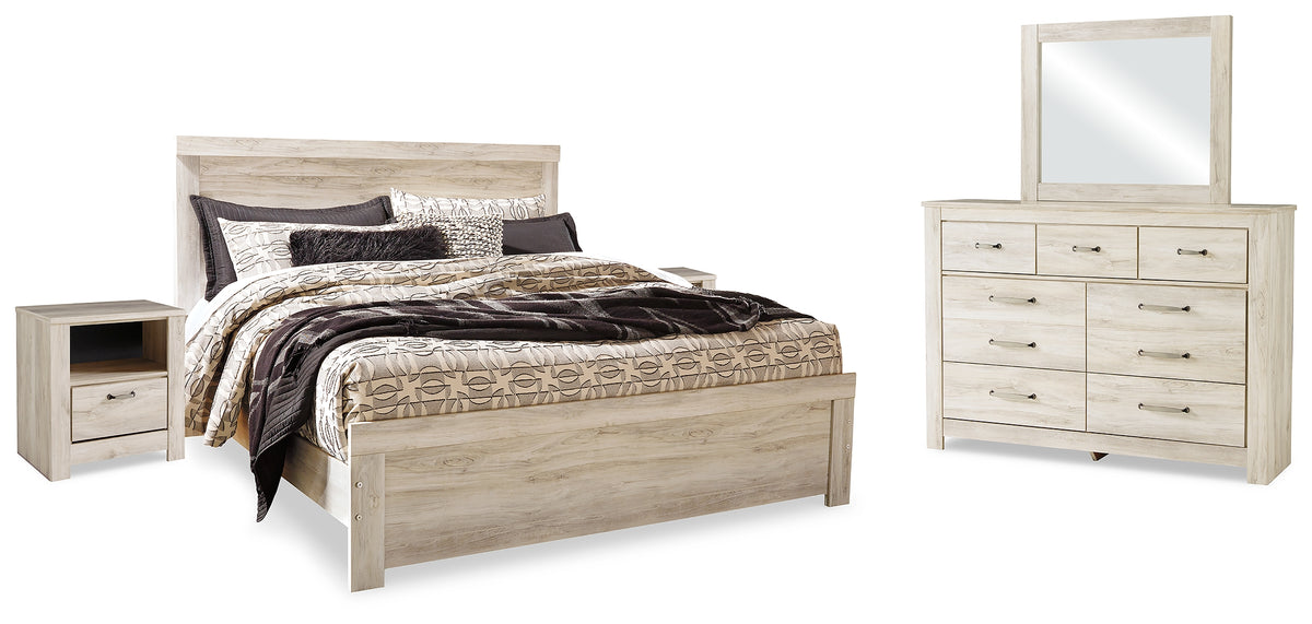Best Deals Furniture - Ashley Furniture - Bellaby King Panel Bed, Dresser, Mirror and 2 Nightstands - King Panel Bed, Dresser, Mirror and 2 Nightstands - B331B22