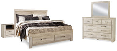 Best Deals Furniture - Ashley Furniture - Bellaby King Panel Storage Bed, Dresser, Mirror and 2 Nightstands - King Panel Storage Bed, Dresser, Mirror and 2 Nightstands / Whitewash - B331B19