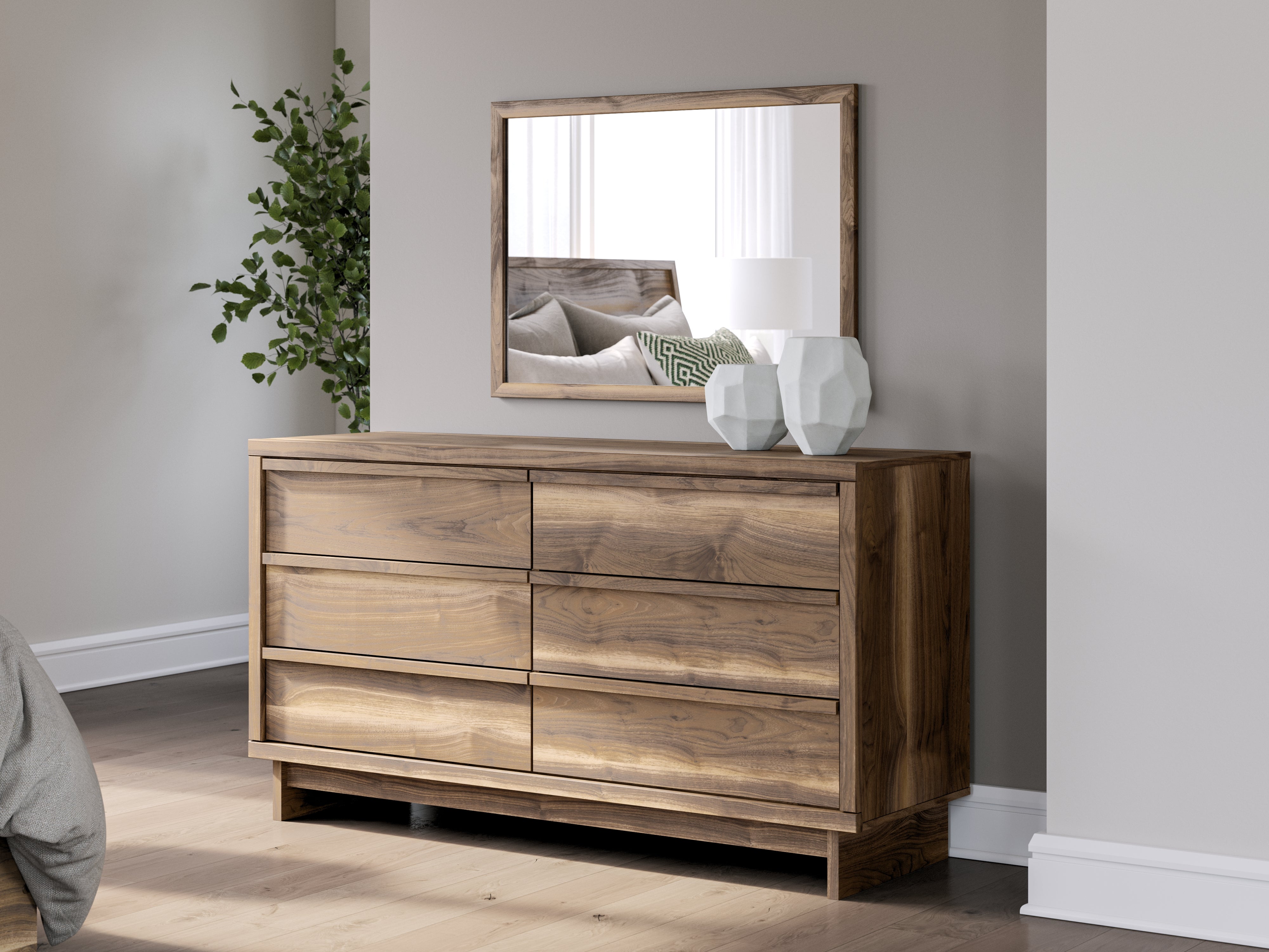 Best Deals Furniture - Ashley Furniture - Chirason Dresser and Mirror - Dresser and Mirror / Brown - PCB3367B1