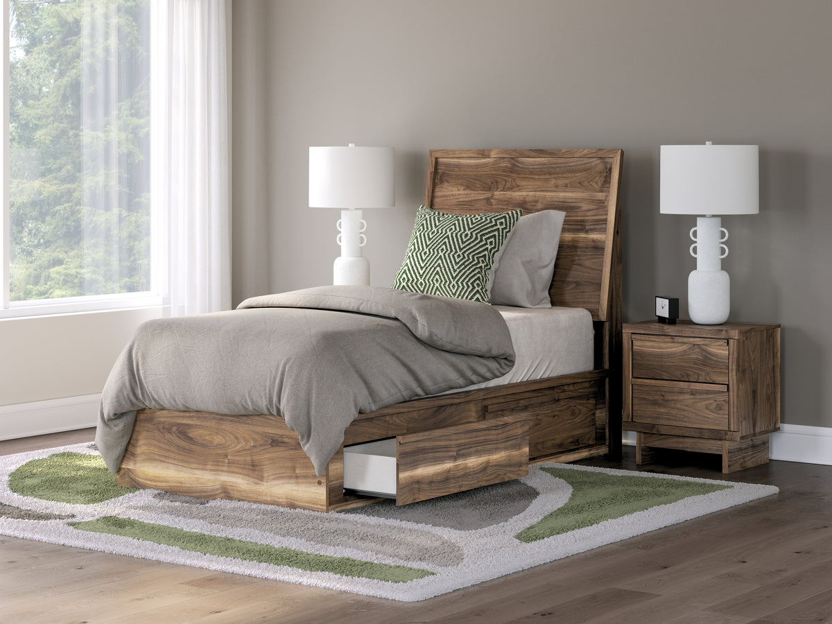 Best Deals Furniture - Ashley Furniture - Chirason Twin Panel Bed with Storage - Twin Panel Bed with Storage / Brown - PCB3367B27