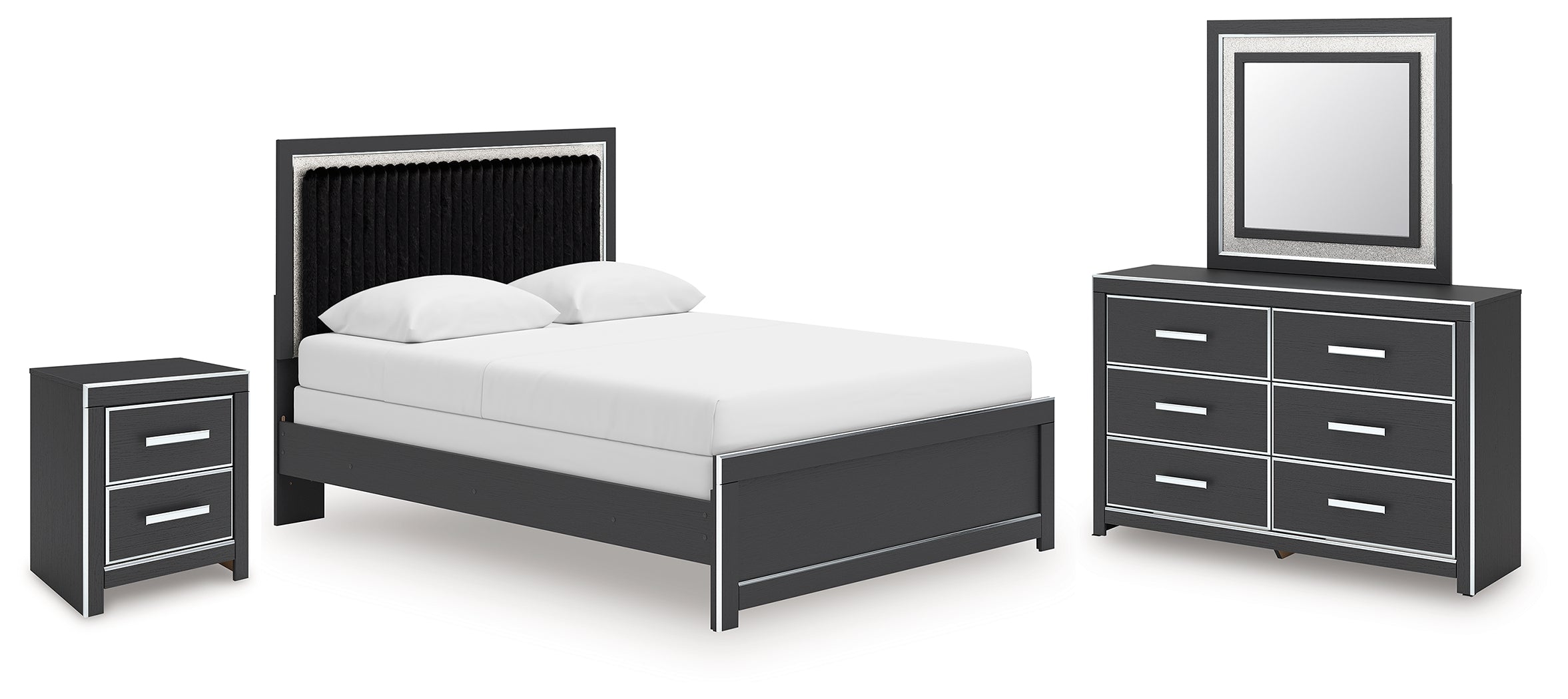 Best Deals Furniture - Ashley Furniture - Zuraleus Queen Panel Bed, Dresser, Mirror and Nightstand - Queen Panel Bed, Dresser, Mirror and Nightstand / Black - PCB3380B19