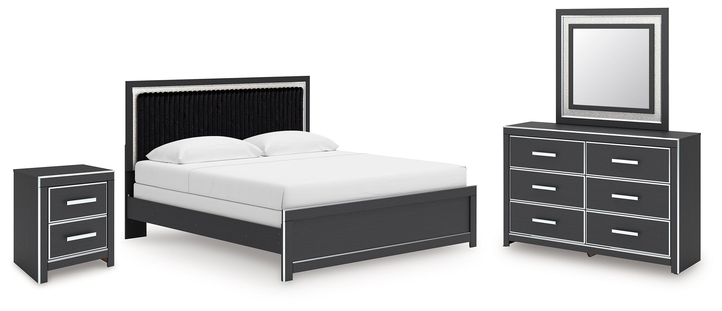Best Deals Furniture - Ashley Furniture - Zuraleus King Panel Bed, Dresser, Mirror and Nightstand - King Panel Bed, Dresser, Mirror and Nightstand / Black - PCB3380B18