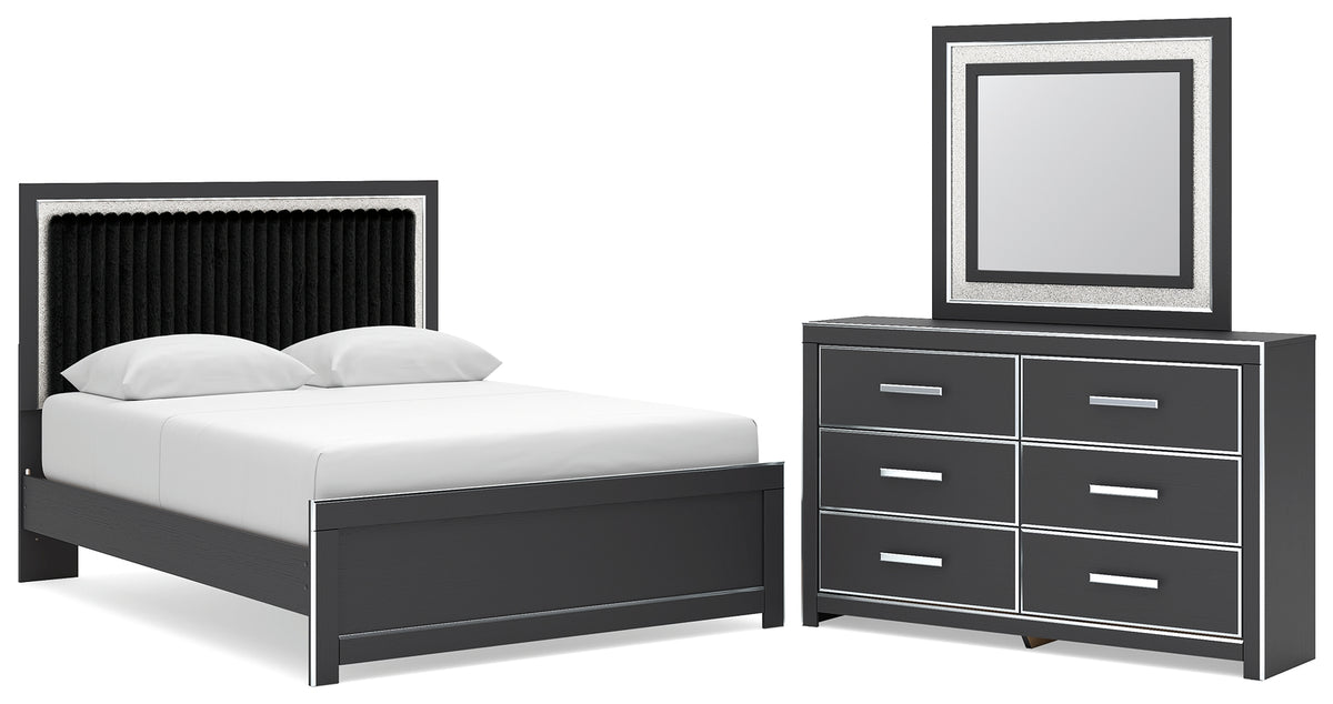 Best Deals Furniture - Ashley Furniture - Zuraleus Queen Upholstered Panel Platform Bed, Dresser and Mirror - Queen Upholstered Panel Platform Bed, Dresser and Mirror - PCB3380B3