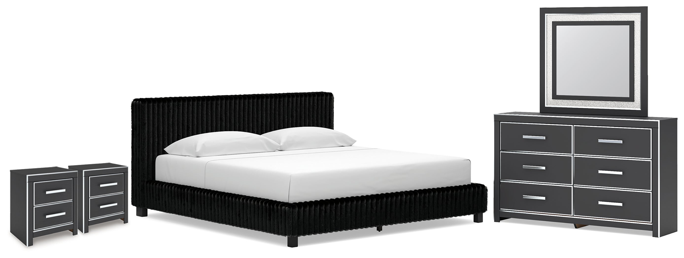 Best Deals Furniture - Ashley Furniture - Zuraleus King Upholstered Bed, Dresser, Mirror and 2 Nightstands - King Upholstered Bed, Dresser, Mirror and 2 Nightstands - PCB3380B23