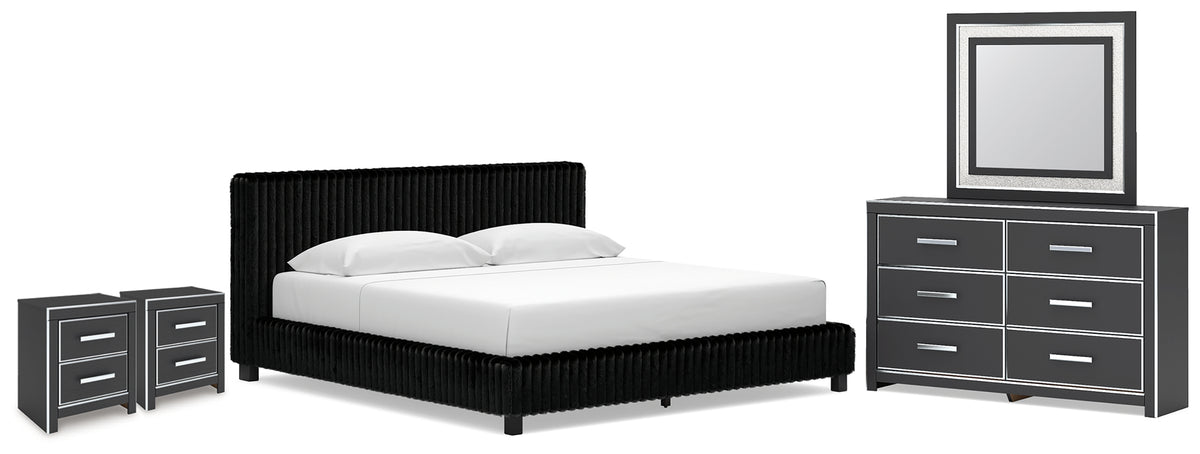 Best Deals Furniture - Ashley Furniture - Zuraleus King Upholstered Bed, Dresser, Mirror and 2 Nightstands - King Upholstered Bed, Dresser, Mirror and 2 Nightstands - PCB3380B23