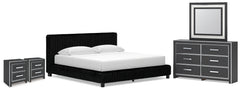 Best Deals Furniture - Ashley Furniture - Zuraleus King Upholstered Bed, Dresser, Mirror and 2 Nightstands - King Upholstered Bed, Dresser, Mirror and 2 Nightstands - PCB3380B23