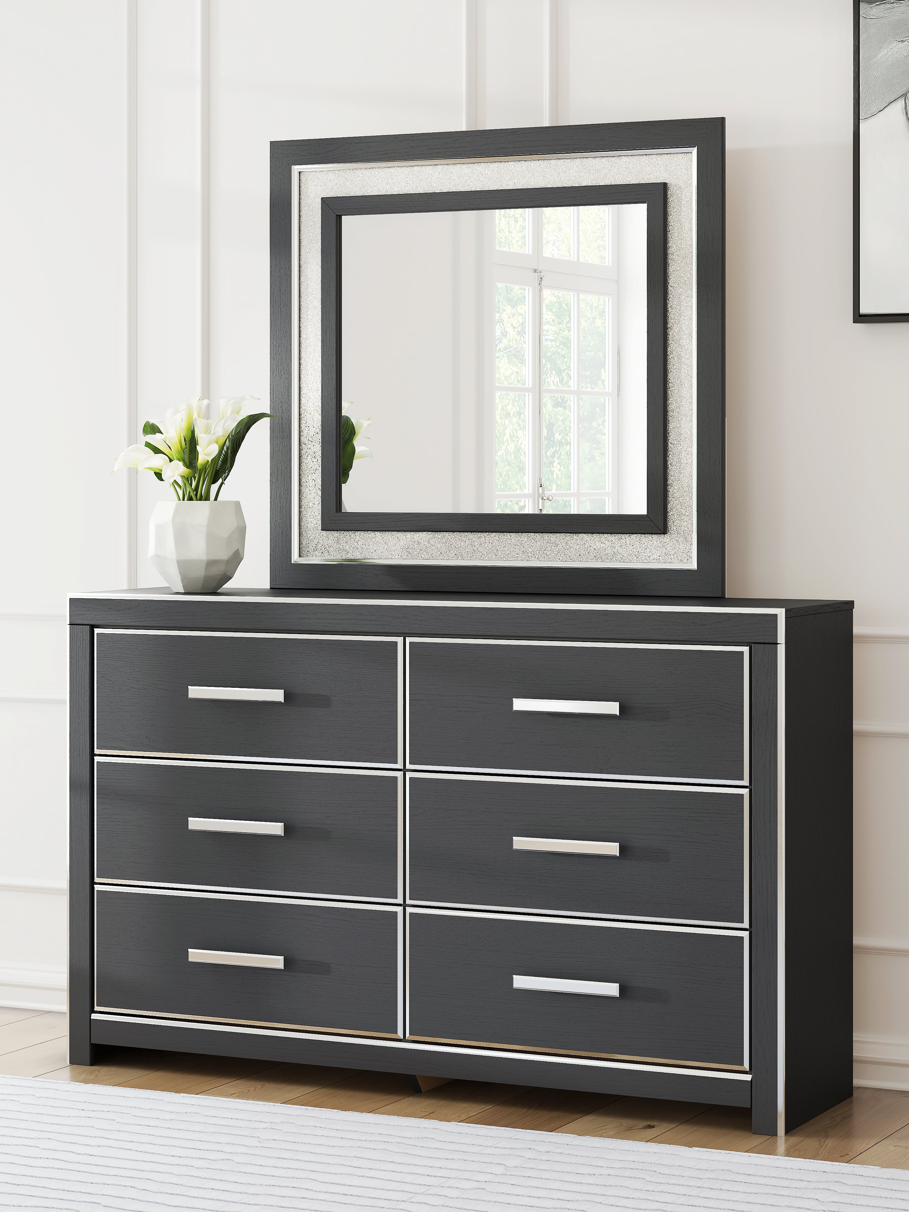Best Deals Furniture - Ashley Furniture - Zuraleus Dresser and Mirror - Dresser and Mirror / Black - PCB3380B1