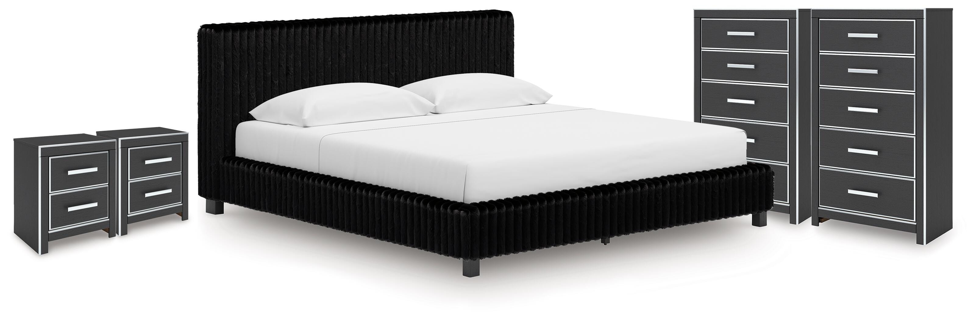 Best Deals Furniture - Ashley Furniture - Zuraleus King Upholstered Bed, 2 Chests and 2 Nightstands - King Upholstered Bed, 2 Chests and 2 Nightstands - PCB3380B24