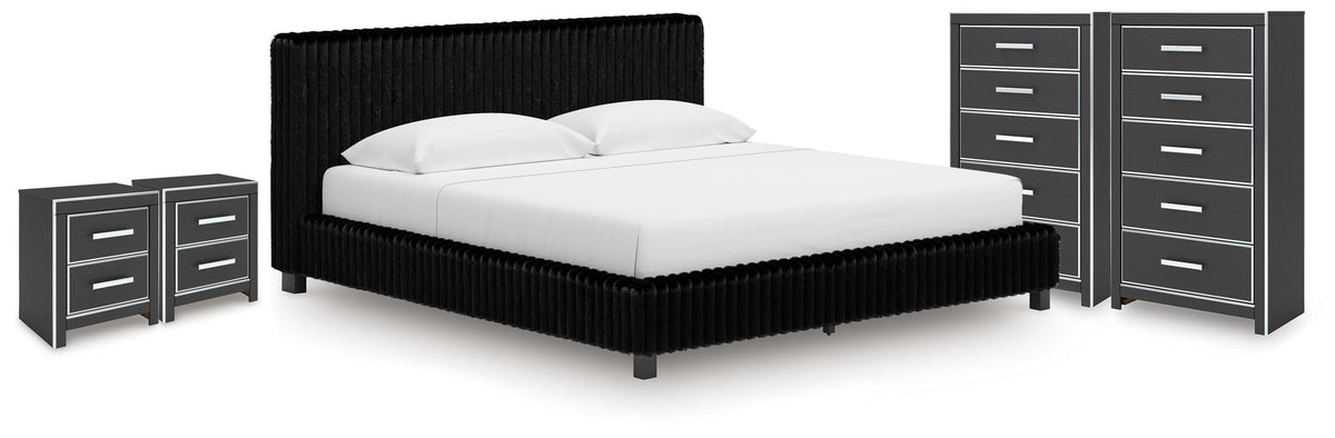 Best Deals Furniture - Ashley Furniture - Zuraleus King Upholstered Bed, 2 Chests and 2 Nightstands - King Upholstered Bed, 2 Chests and 2 Nightstands - PCB3380B24