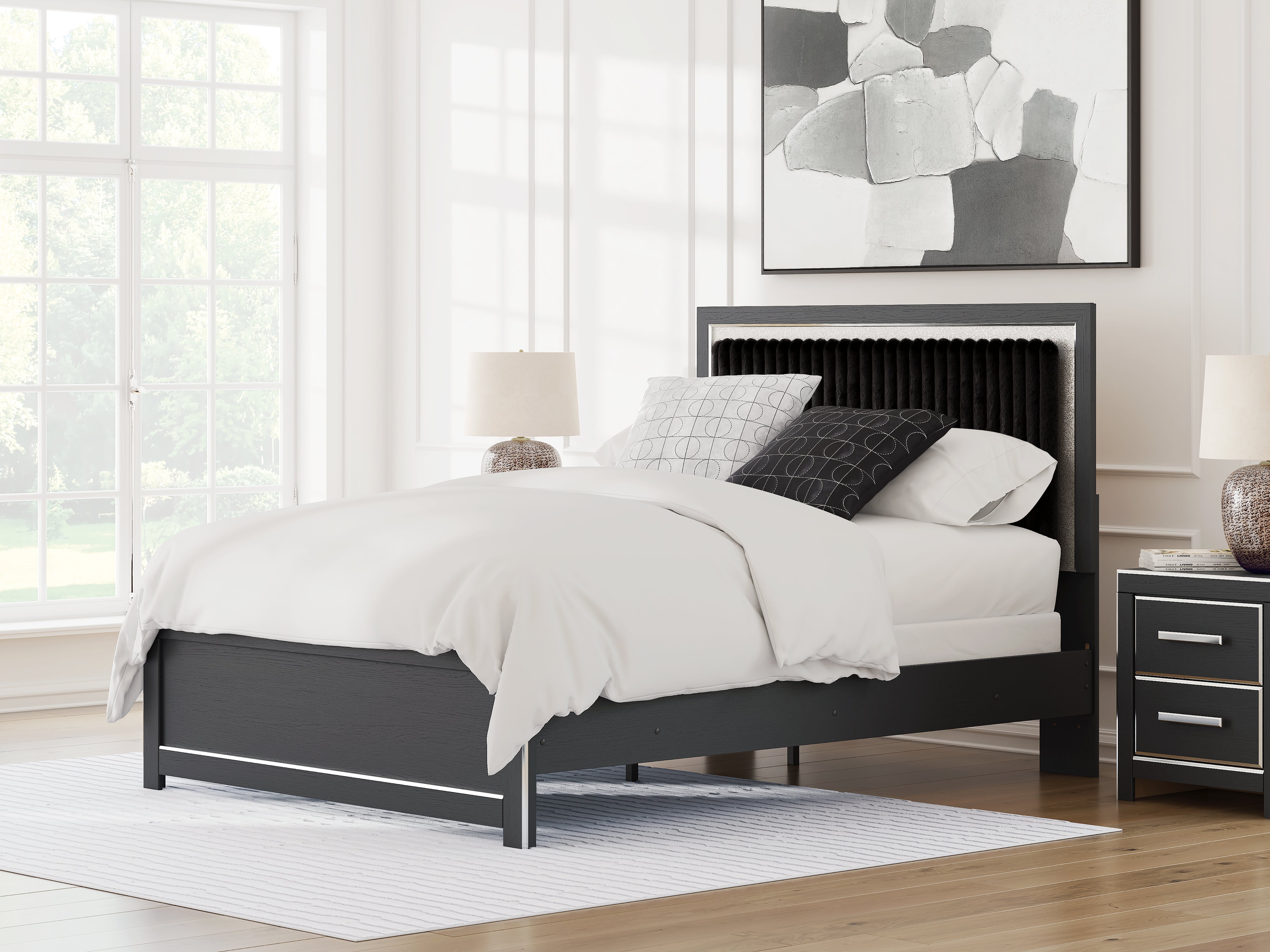 Best Deals Furniture - Ashley Furniture - Zuraleus Queen Upholstered Panel Bed - Queen Upholstered Panel Bed / Black - PCB3380B6