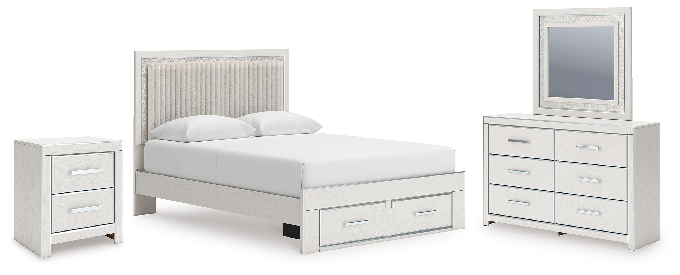 Best Deals Furniture - Ashley Furniture - Zuraleus Queen Storage Bed, Dresser, Mirror and Nightstand - Queen Storage Bed, Dresser, Mirror and Nightstand / White - PCB3381B15