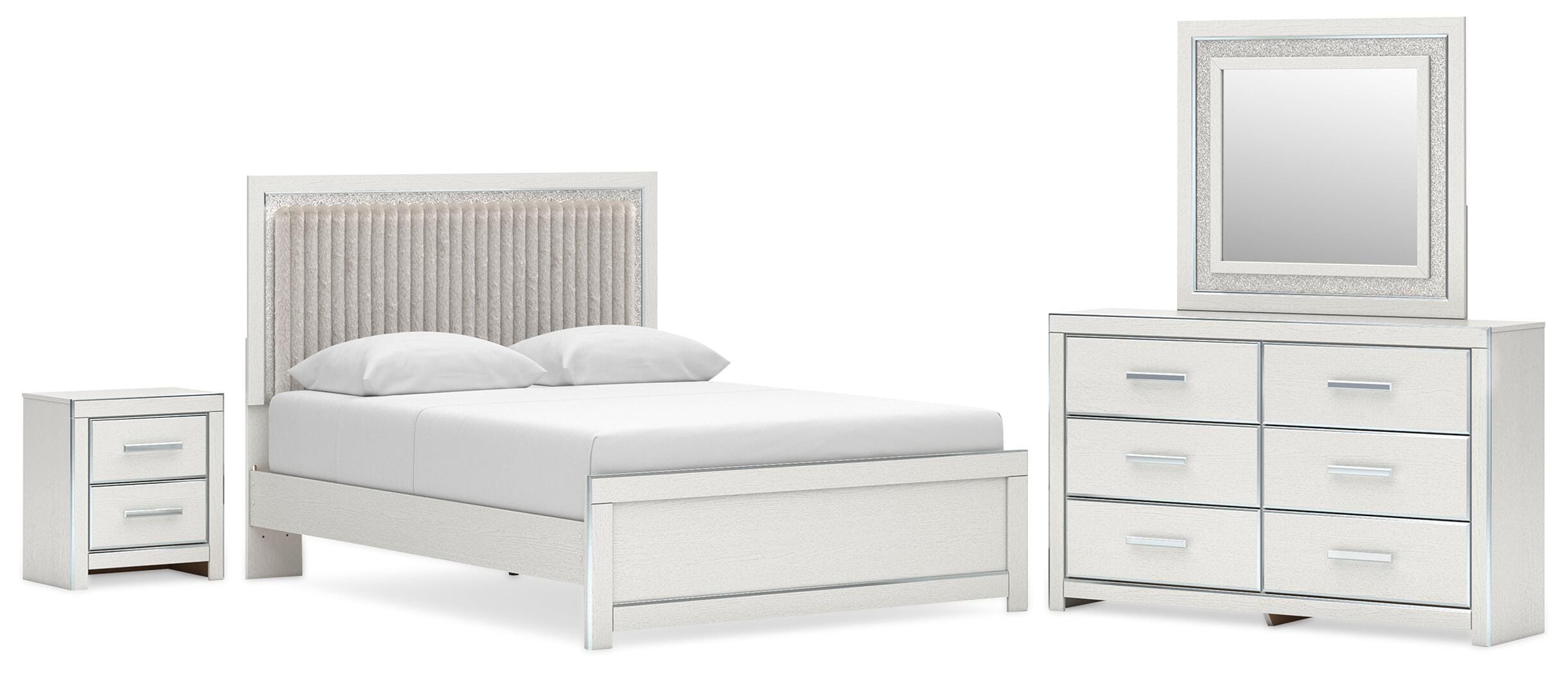 Best Deals Furniture - Ashley Furniture - Zuraleus Queen Upholstered Platform Bed, Dresser, Mirror and Nightstand - Queen Upholstered Platform Bed, Dresser, Mirror and Nightstand - B3381B18