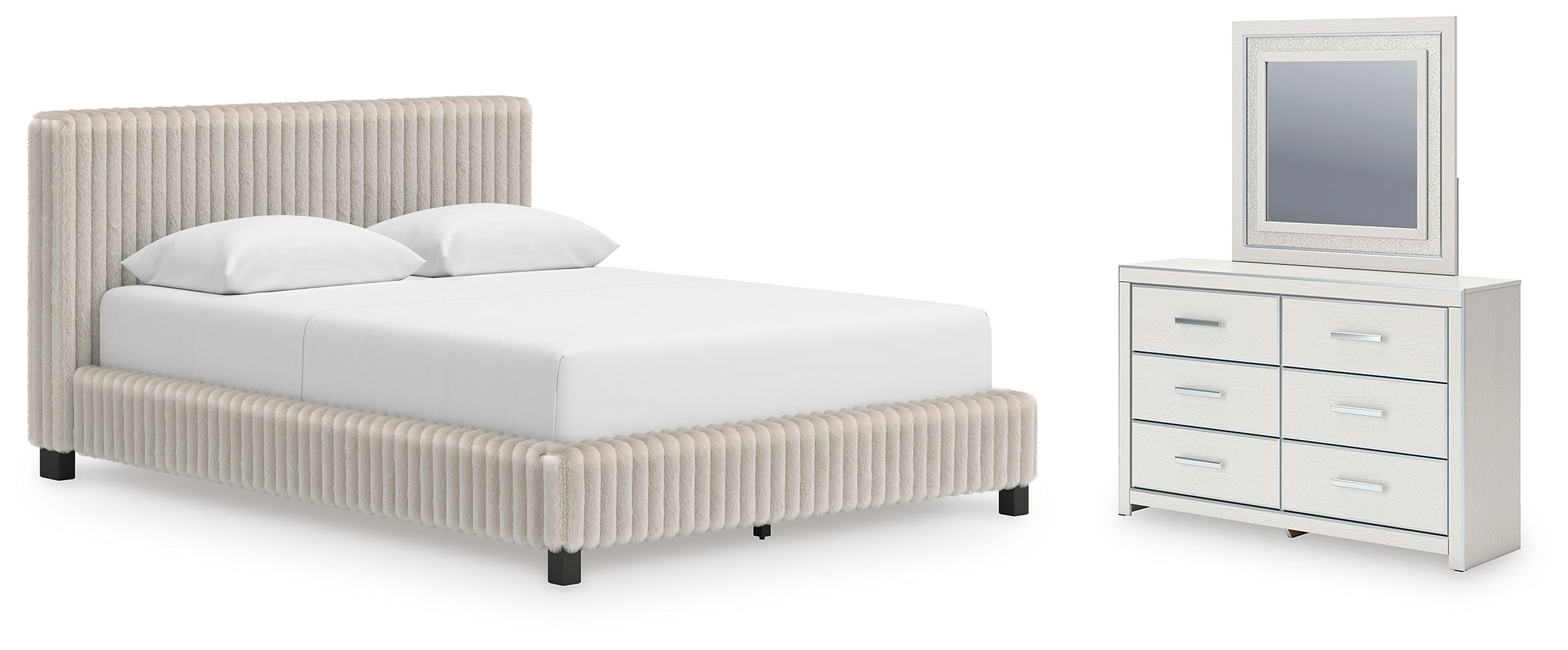 Best Deals Furniture - Ashley Furniture - Zuraleus Queen Upholstered Bed, Dresser and Mirror - Queen Upholstered Bed, Dresser and Mirror - PCB3381B12