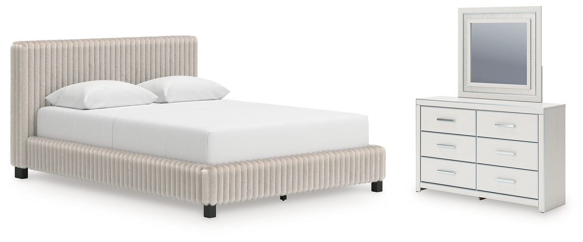 Best Deals Furniture - Ashley Furniture - Zuraleus Queen Upholstered Bed, Dresser and Mirror - Queen Upholstered Bed, Dresser and Mirror - PCB3381B12