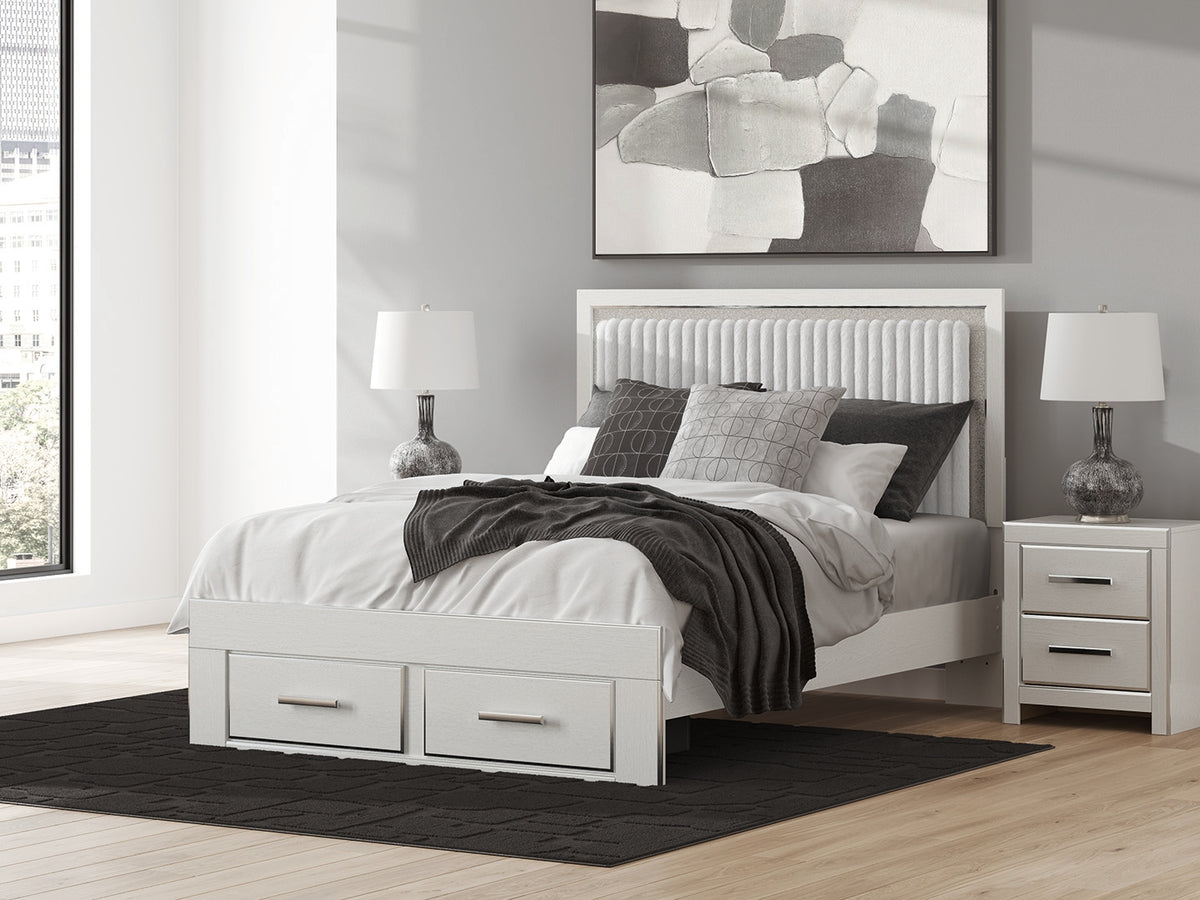 Best Deals Furniture - Ashley Furniture - Zuraleus Queen Upholstered Panel Storage Bed - Queen Upholstered Panel Storage Bed / White - PCB3381B4