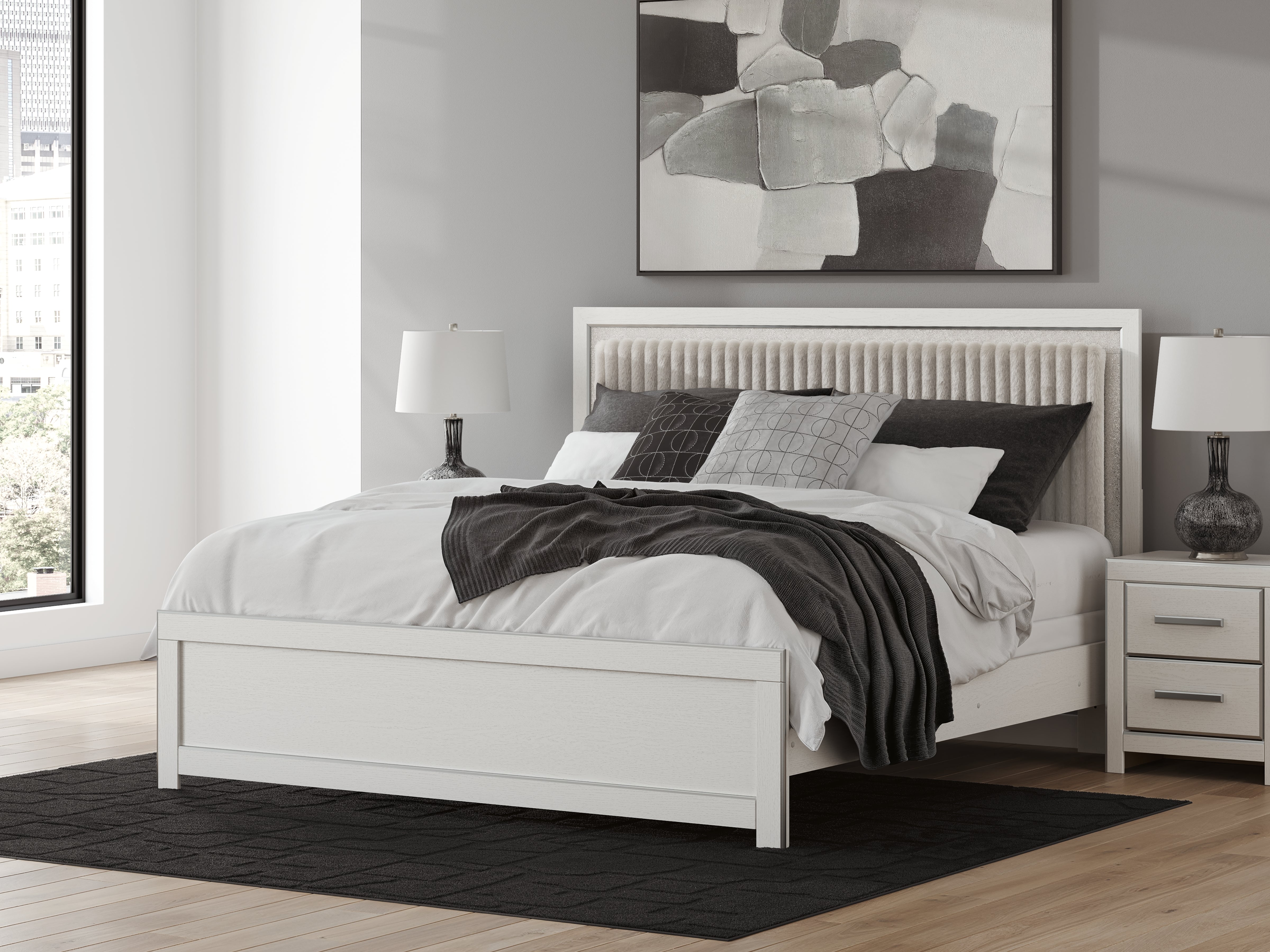 Best Deals Furniture - Ashley Furniture - Zuraleus King Upholstered Panel Bed - King Upholstered Panel Bed / White - PCB3381B10