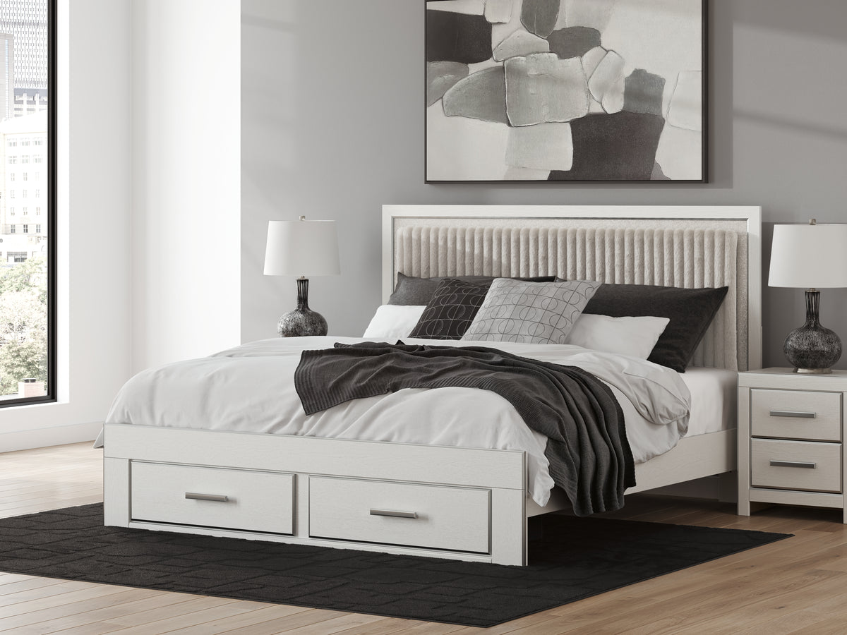 Best Deals Furniture - Ashley Furniture - Zuraleus King Upholstered Panel Storage Bed - King Upholstered Panel Storage Bed / White - PCB3381B9