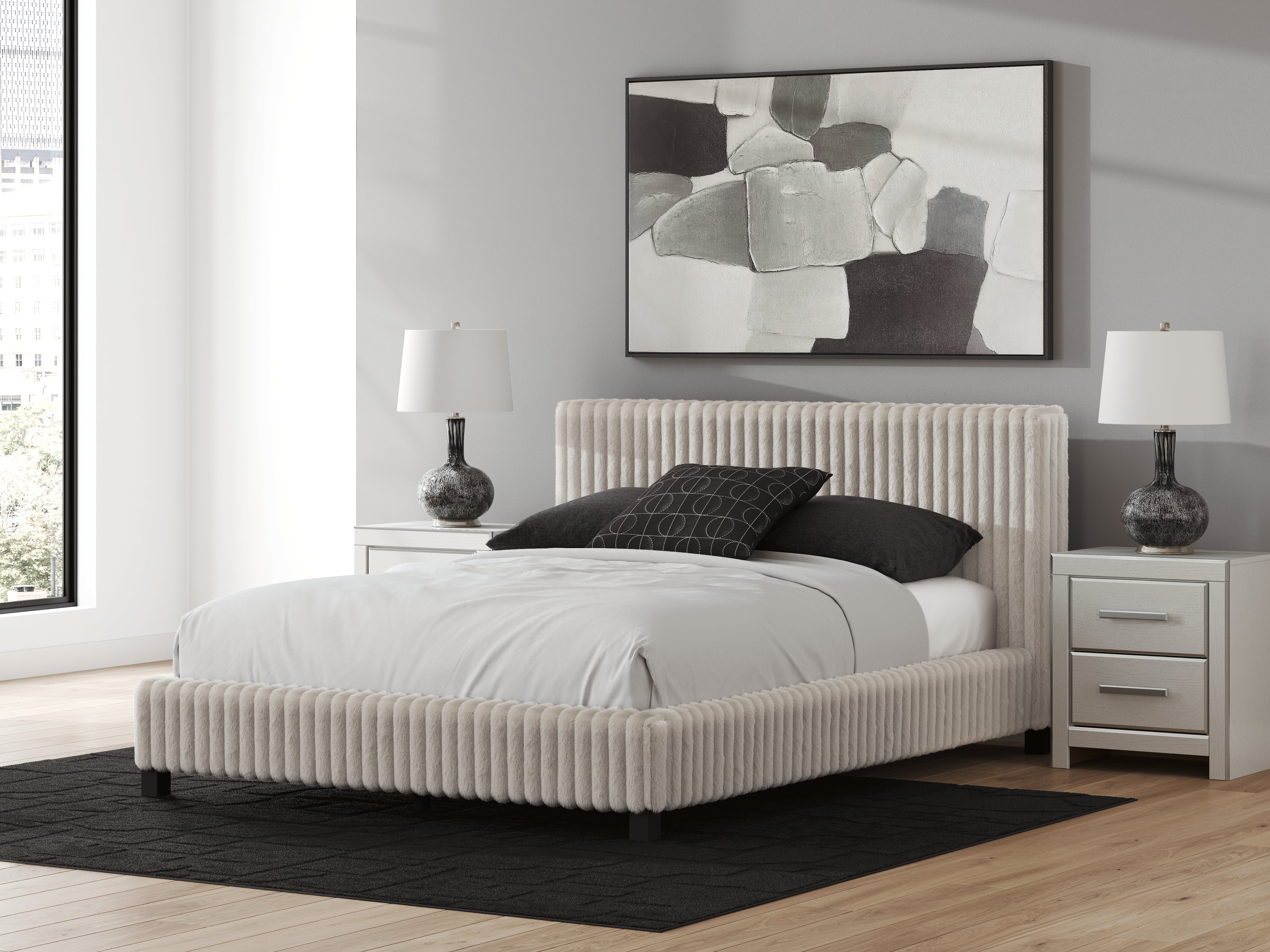 Best Deals Furniture - Ashley Furniture - Zuraleus Queen Upholstered Bed - Queen Upholstered Bed / White - PCB3381B11