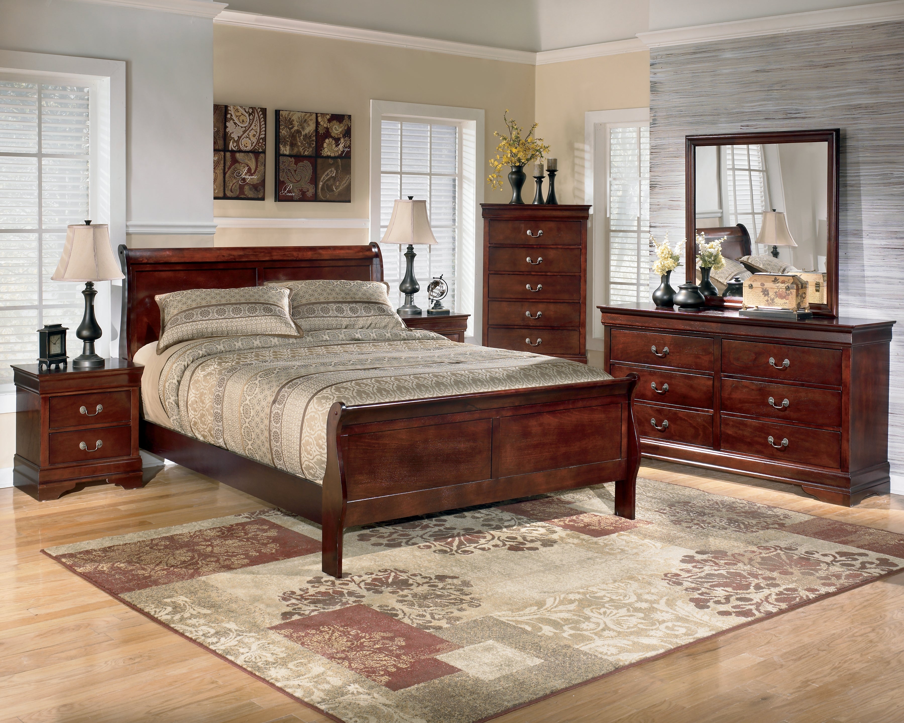 Best Deals Furniture - Ashley Furniture - Alisdair King Sleigh Bed, Dresser, Mirror, Chest and 2 Nightstands - King Sleigh Bed, Dresser, Mirror, Chest and 2 Nightstands - B376B17