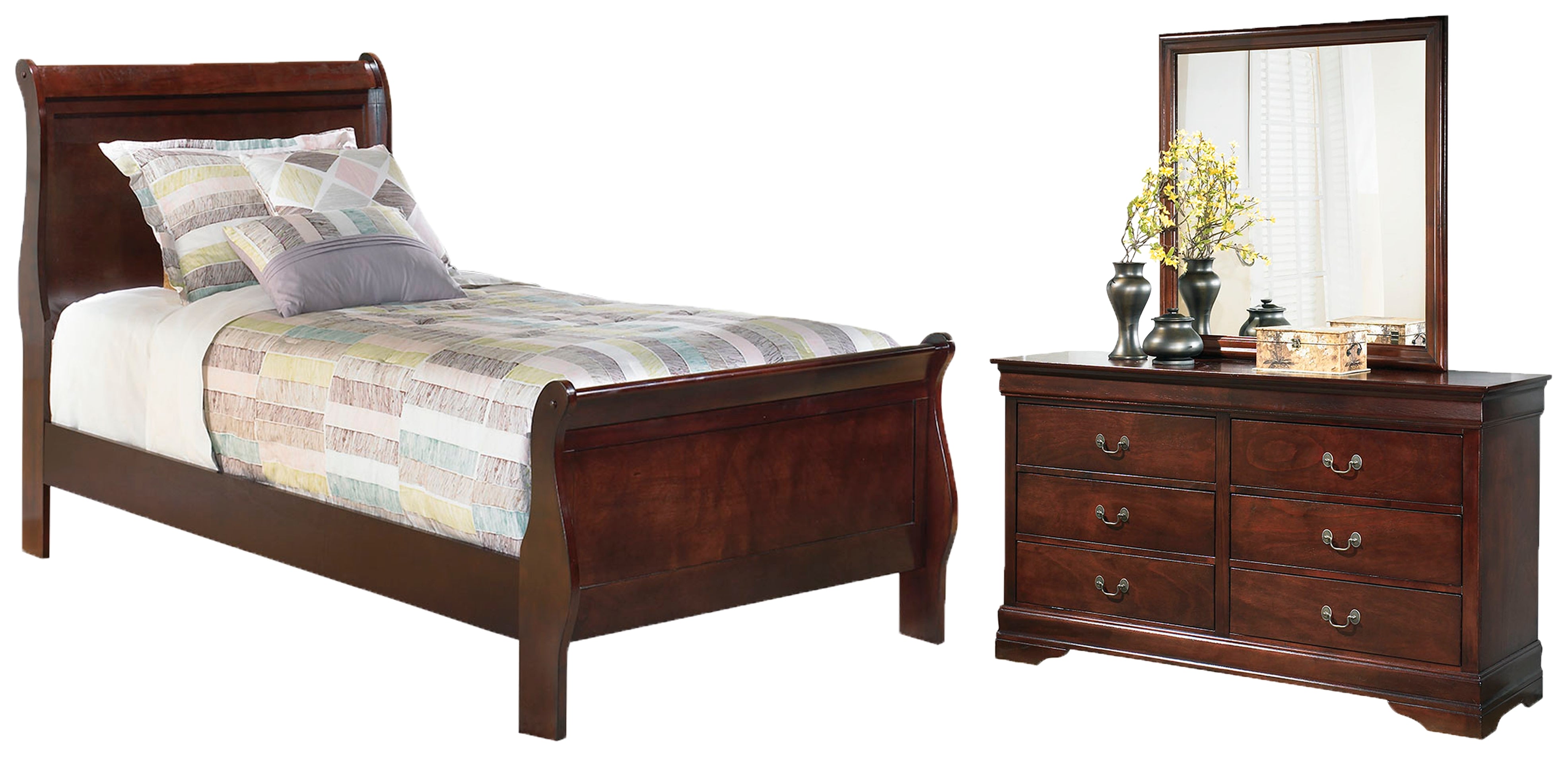Best Deals Furniture - Ashley Furniture - Alisdair Twin Sleigh Bed, Dresser and Mirror - Twin Sleigh Bed, Dresser and Mirror - B376B6