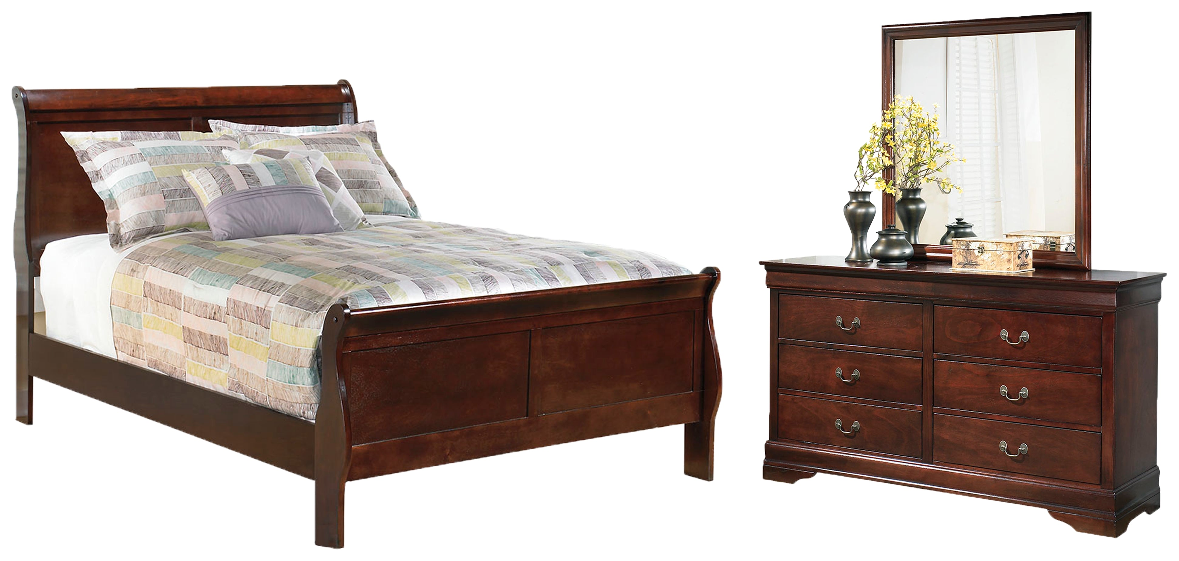Best Deals Furniture - Ashley Furniture - Alisdair Full Sleigh Bed, Dresser and Mirror - Full Sleigh Bed, Dresser and Mirror - B376B7