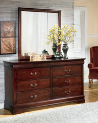 Best Deals Furniture - Ashley Furniture - Alisdair Dresser and Mirror - Dresser and Mirror / Reddish Brown - B376B1