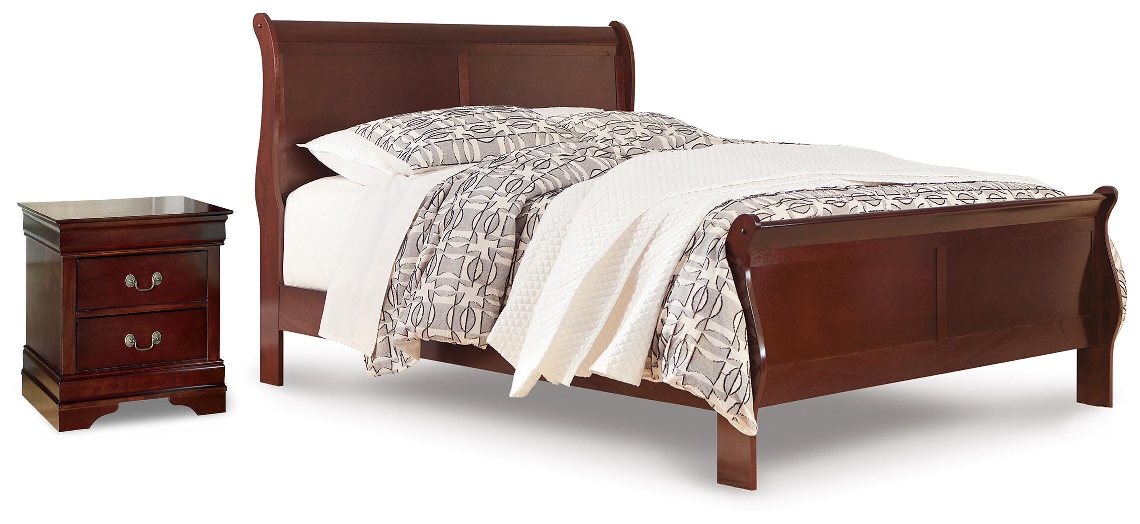 Best Deals Furniture - Ashley Furniture - Alisdair Queen Sleigh Bed and Nightstand - Queen Sleigh Bed and Nightstand - B376B41