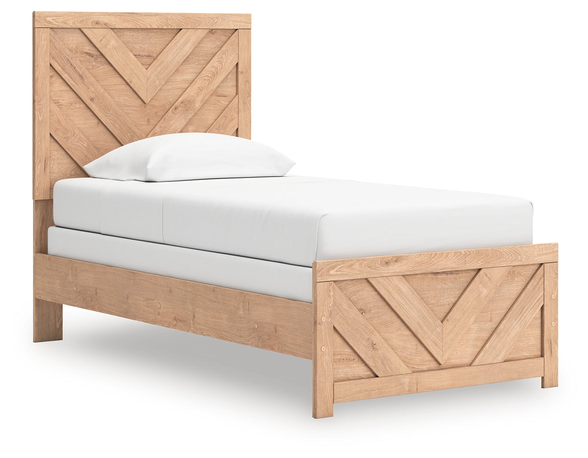 Best Deals Furniture - Ashley Furniture - Sanginlane Twin Panel Bed - Twin Panel Bed / Tan - B3787B2