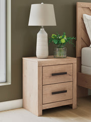 Best Deals Furniture - Ashley Furniture - Sanginlane Nightstand - Two Drawer Night Stand / Tan - B3787-92