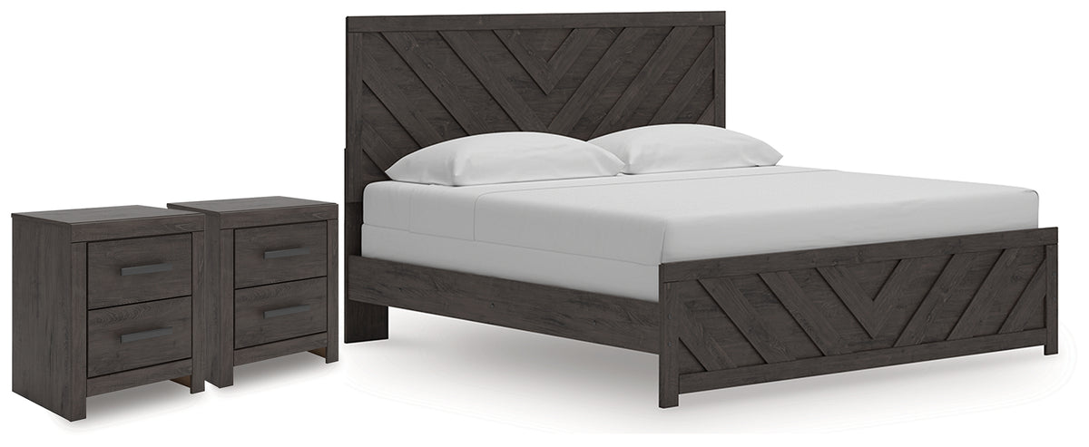 Best Deals Furniture - Ashley Furniture - Prendonea King Panel Bed and 2 Nightstands - King Panel Bed and 2 Nightstands - B3789B14