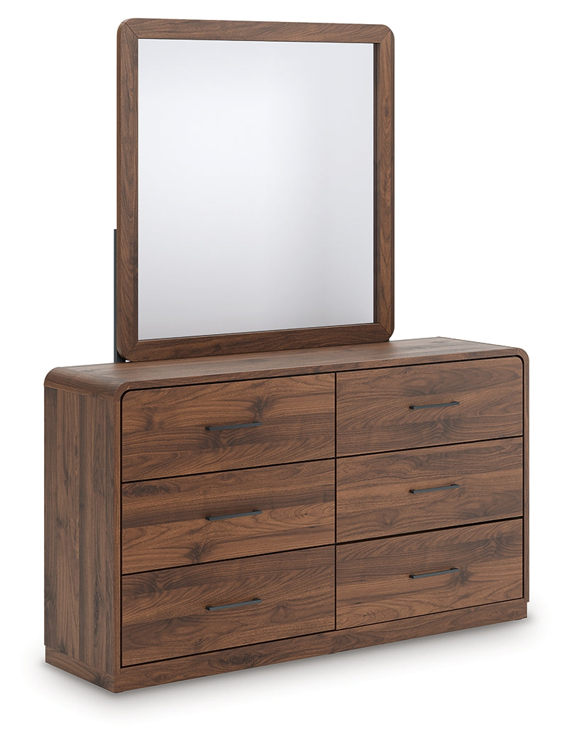 Best Deals Furniture - Ashley Furniture - Fortlorn Dresser and Mirror - Dresser and Mirror / Walnut Brown - PCB386B1