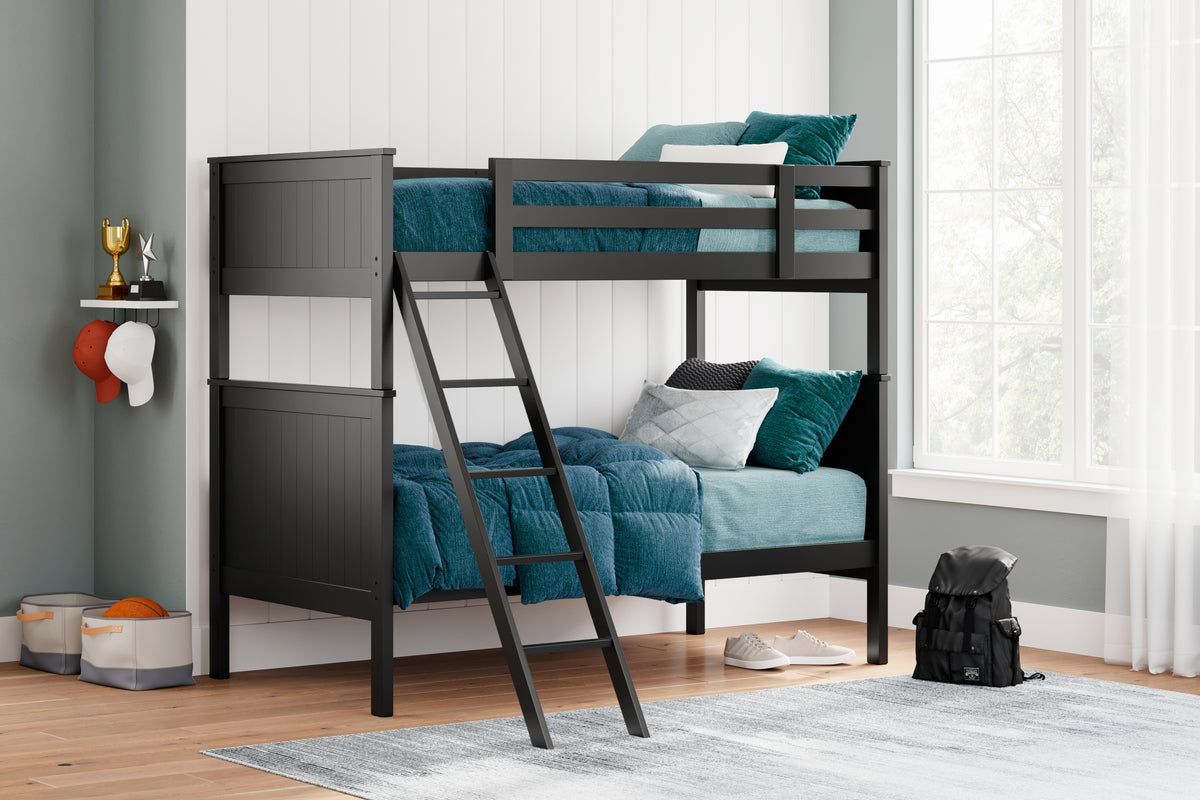 Best Deals Furniture - Ashley Furniture - Nextonfort Bedroom - Twin over Twin Bunk Bed / Black - B396B7
