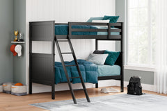 Best Deals Furniture - Ashley Furniture - Nextonfort Bedroom - Twin over Twin Bunk Bed / Black - B396B7