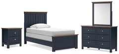 Best Deals Furniture - Ashley Furniture - Landocken Twin Panel Bed, Dresser, Mirror and Nightstand - Twin Panel Bed, Dresser, Mirror and Nightstand - B414B21