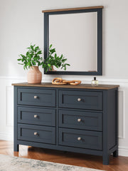 Best Deals Furniture - Ashley Furniture - Landocken Dresser and Mirror - Dresser and Mirror / Brown/Blue - B414B1