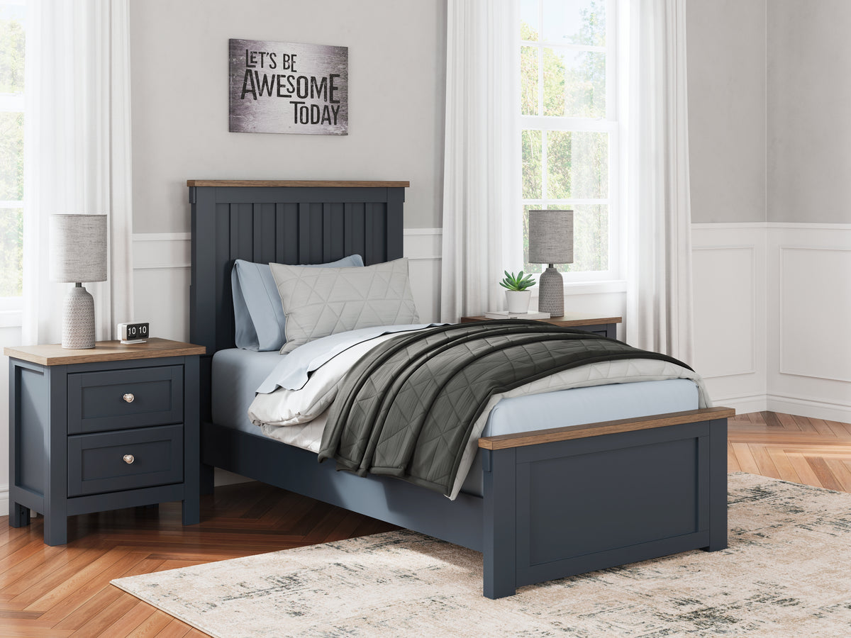 Best Deals Furniture - Ashley Furniture - Landocken Twin Panel Bed - Twin Panel Bed / Brown/Blue - B414B2
