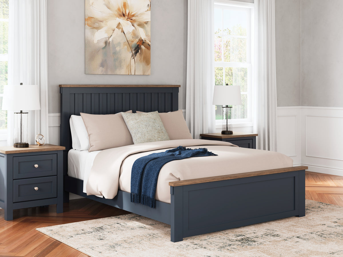 Best Deals Furniture - Ashley Furniture - Landocken Queen Panel Bed - Queen Panel Bed / Brown/Blue - B414B10