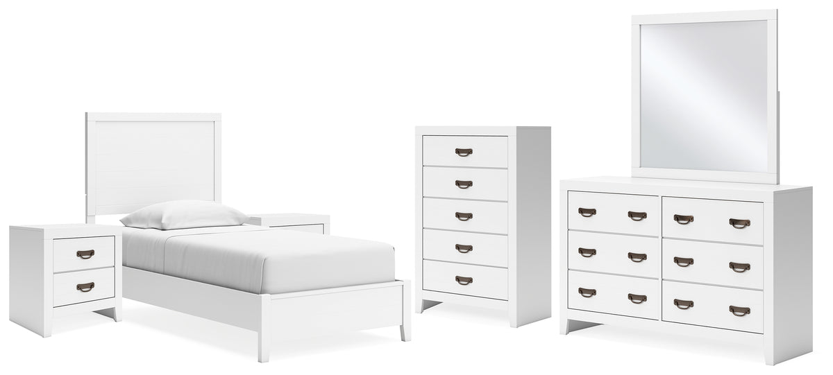 Best Deals Furniture - Ashley Furniture - Binterglen Twin Panel Bed, Dresser, Mirror, Chest and 2 Nightstands - Twin Panel Bed, Dresser, Mirror, Chest and 2 Nightstands - B427B19