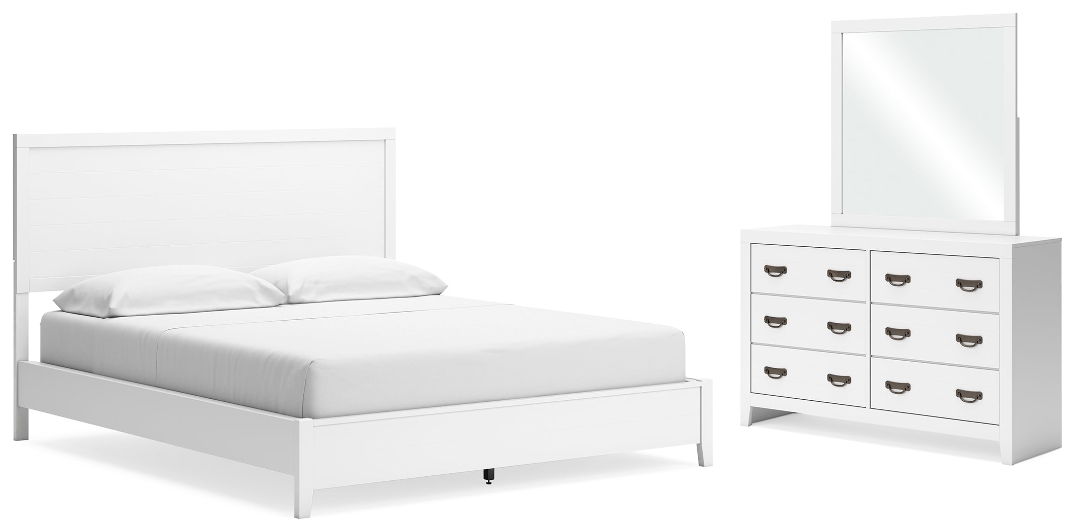 Best Deals Furniture - Ashley Furniture - Binterglen California King Panel Bed, Dresser and Mirror - California King Panel Bed, Dresser and Mirror - B427B13