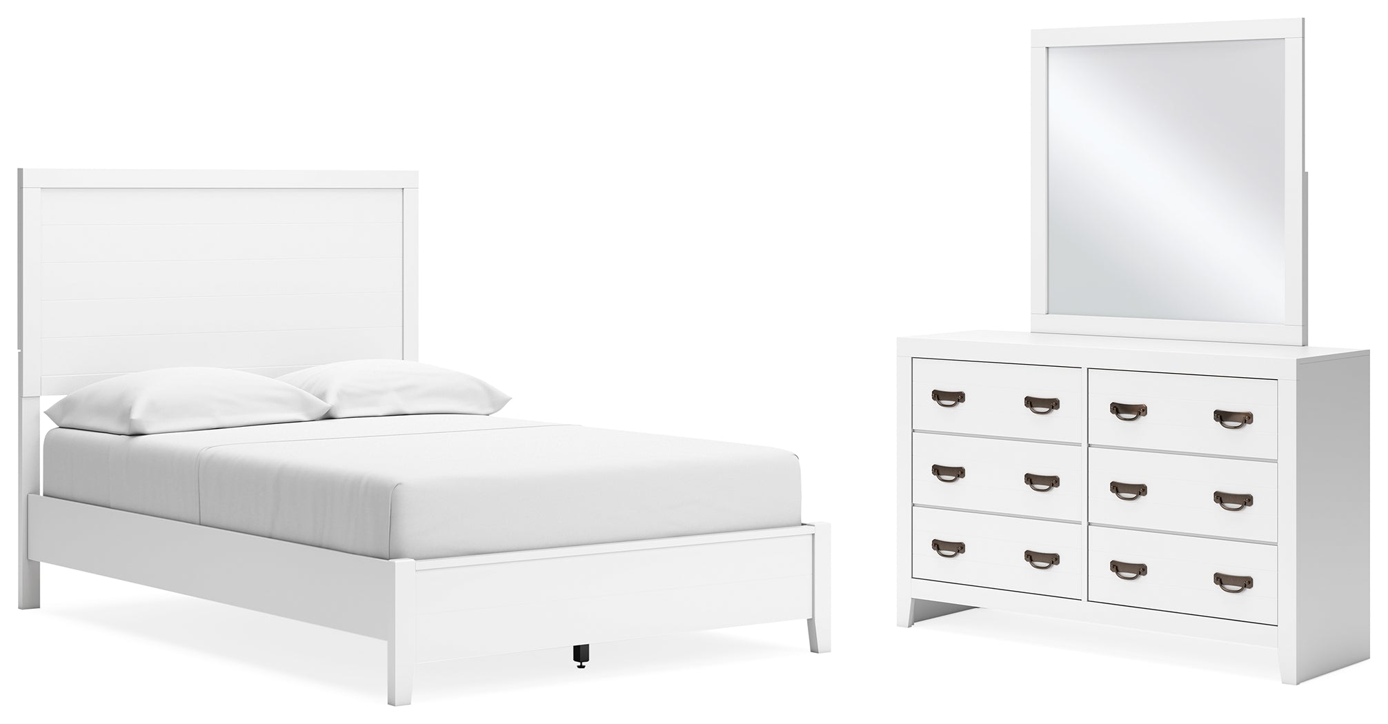 Best Deals Furniture - Ashley Furniture - Binterglen Full Panel Bed - Full Panel Bed, Dresser and Mirror / White - B427B5
