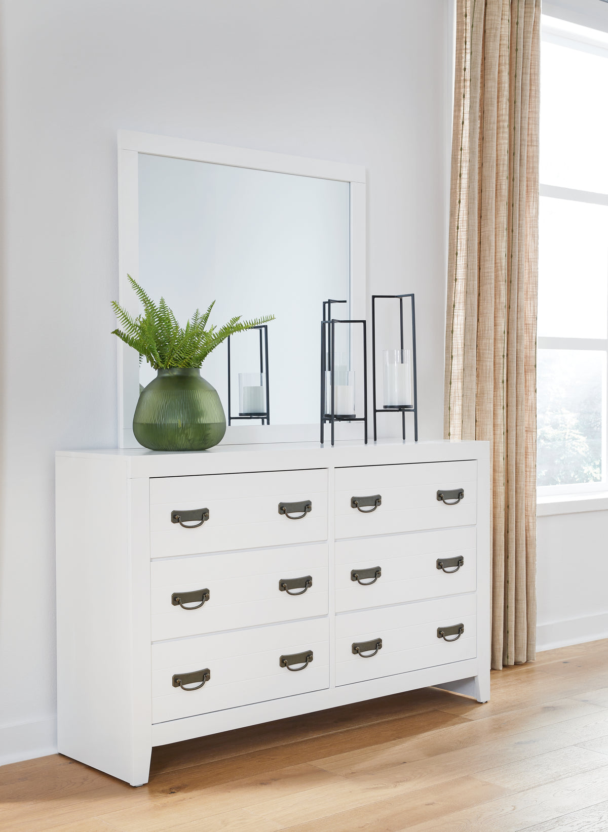 Best Deals Furniture - Ashley Furniture - Binterglen Dresser and Mirror - Dresser and Mirror / White - B427B1