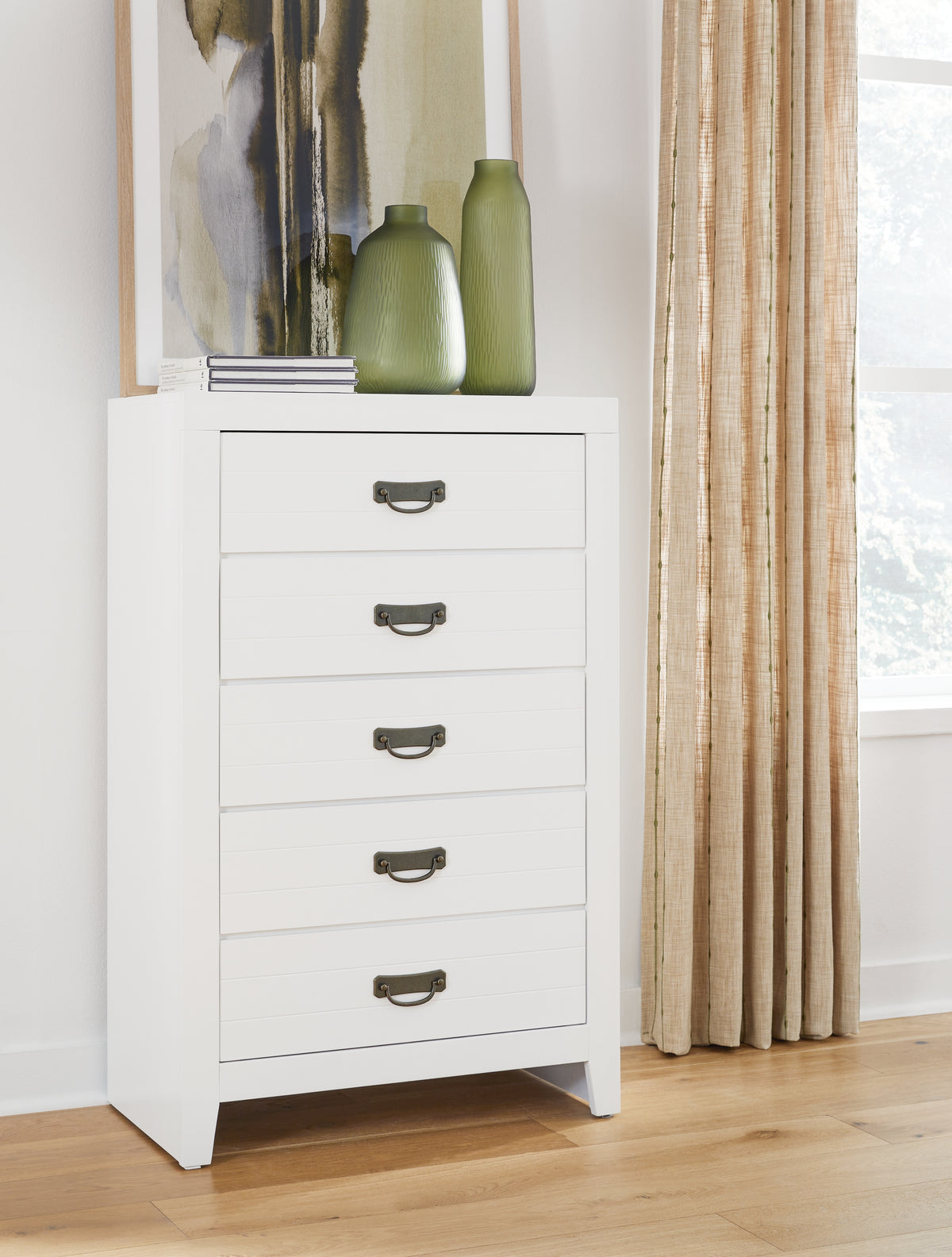 Best Deals Furniture - Ashley Furniture - Binterglen Chest of Drawers - Five Drawer Chest / White - B427-46